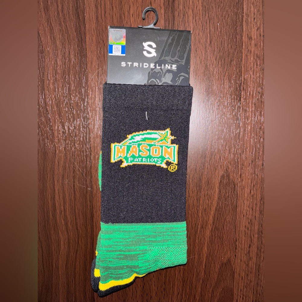 GEORGE MASON UNIVERSITY STRIDELINE CREW SOCKS NWT MEN’S SHOE SIZE 8-12